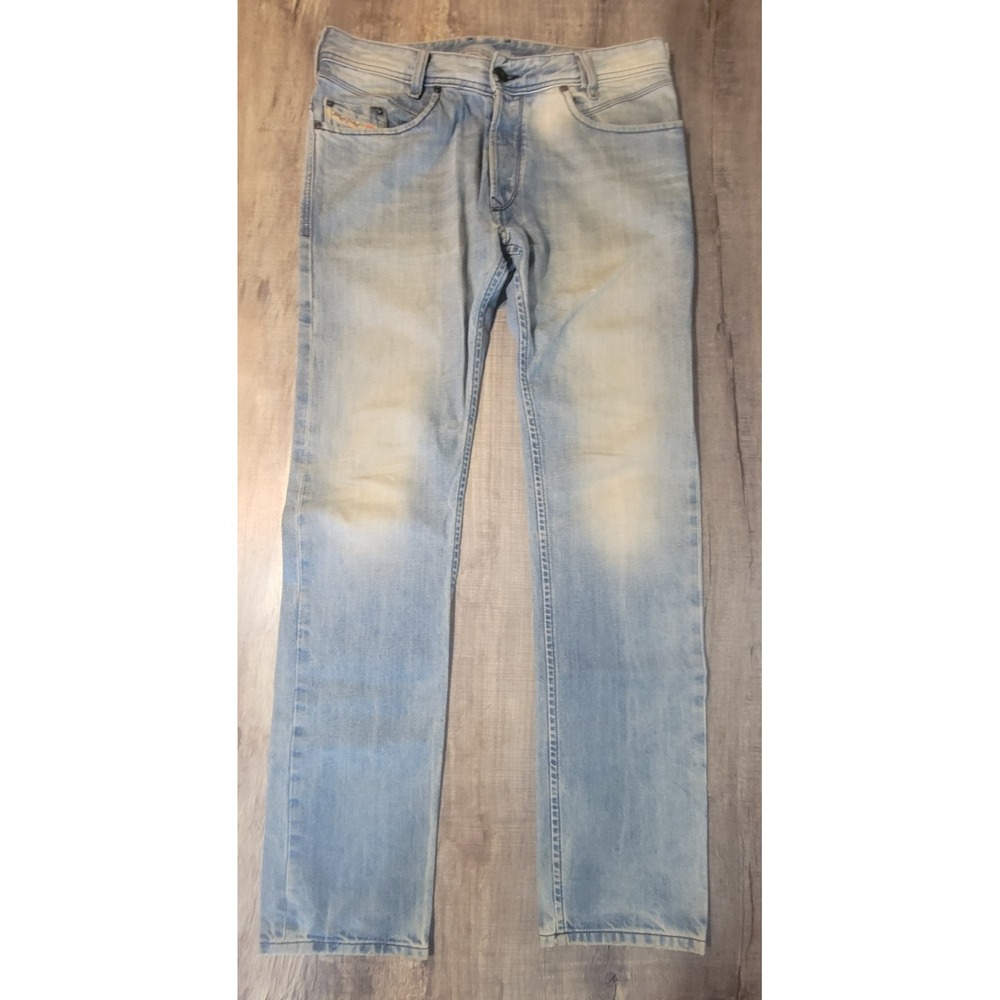 Diesel Iakop Mens Regular Slim Tapered Jeans Light Wash Blue Denim 31x32 0880I